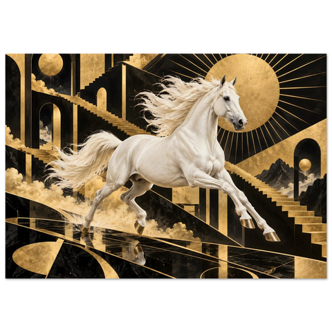 Schimmel im Art-déco-Gold – Kunstdruck 70×100 cm