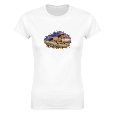 Buckskin im Prärie-Gewitter – Damen-T-Shirt