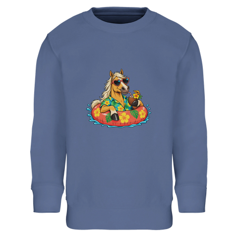 Sommer-Pferd im Schwimmreifen – Kinder-Pullover