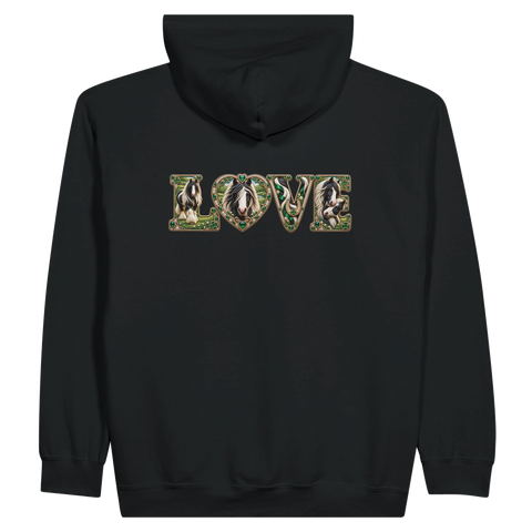 Love – Tinker in Smaragdgrün – Zip-Hoodie mit Rückendruck