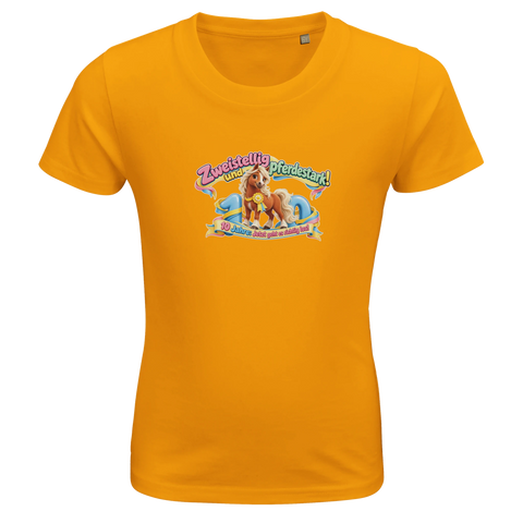 Zweistellig und pferdestark! (10 Jahre) – Kinder-T-Shirt Bio