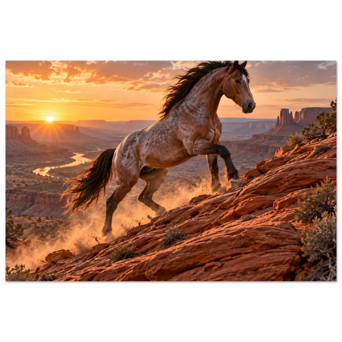 Mustang am roten Hang – Kunstdruck 60×90 cm