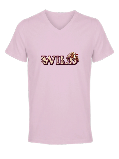 Wild – Stute und Fohlen in Bordeaux – Damen-T-Shirt V-Ausschnitt