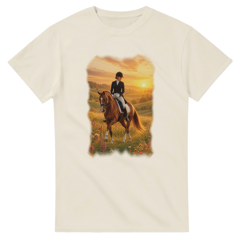 Sonnenaufgang auf der Blumenwiese – T-Shirt