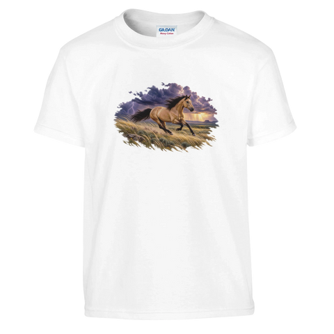 Buckskin im Prärie-Gewitter – Kinder-T-Shirt