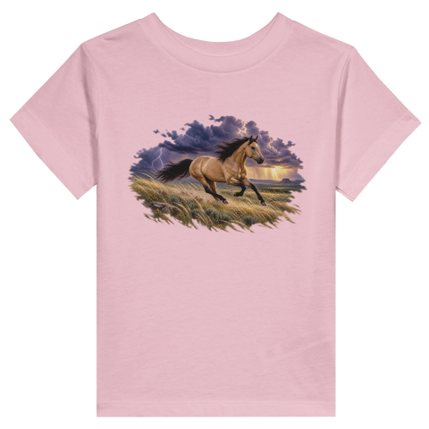 Buckskin im Prärie-Gewitter – Kleinkind-T-Shirt