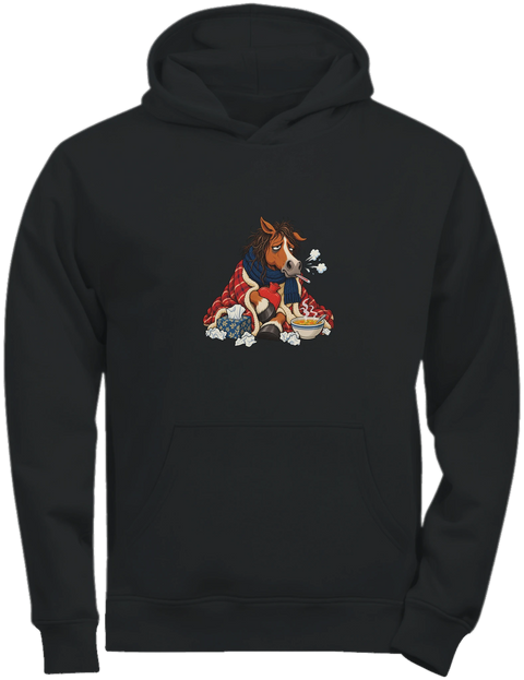 Erkältetes Pferd mit Suppe – Kinder-Hoodie Tee Jays