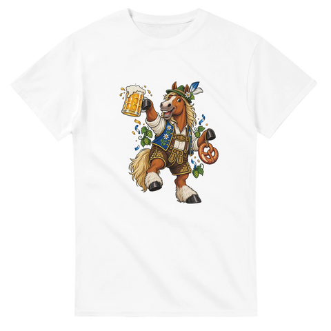 Oktoberfest-Pferd mit Bier und Brezel – T-Shirt
