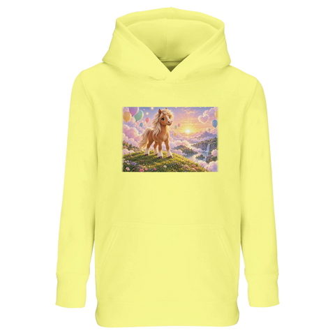 Wolkenpony mit bunten Ballons – Kinder-Hoodie