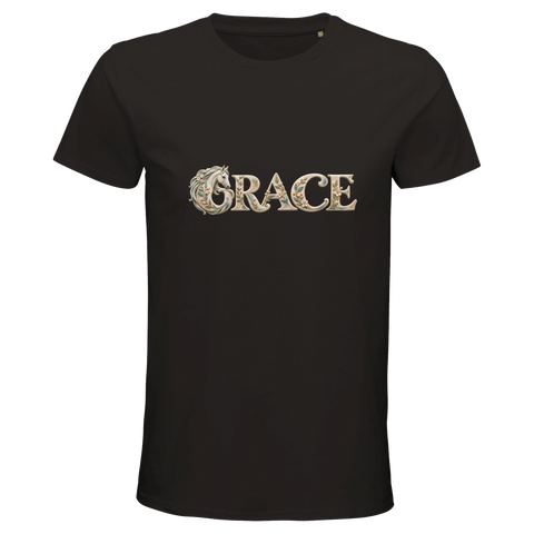 Grace – Schimmel in der Blütenschrift – Bio-T-Shirt Herren