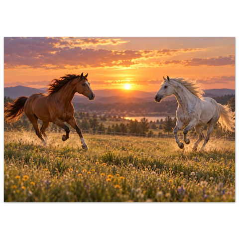 Fuchs und Schimmel im Abendlicht – Forex-Bild 50×70 cm
