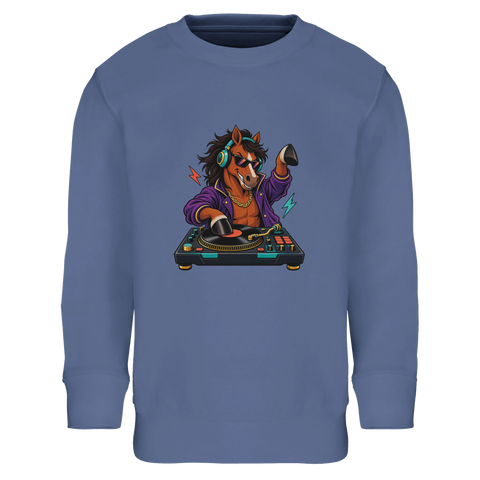 DJ-Pferd am Plattenspieler – Kinder-Pullover