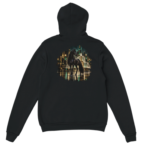 Rappe in der Art-déco-Stadtnacht – Hoodie mit Rückendruck