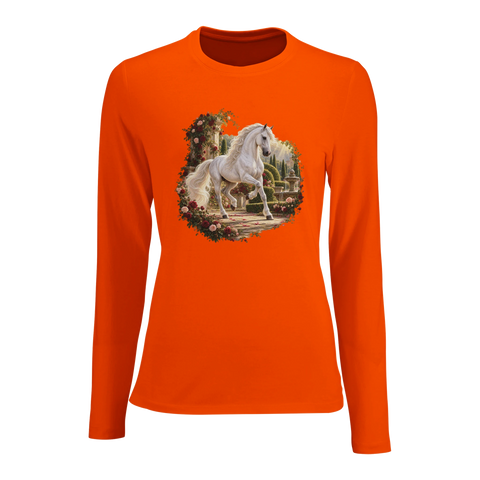 Andalusier im Rosengarten – Damen-Langarmshirt