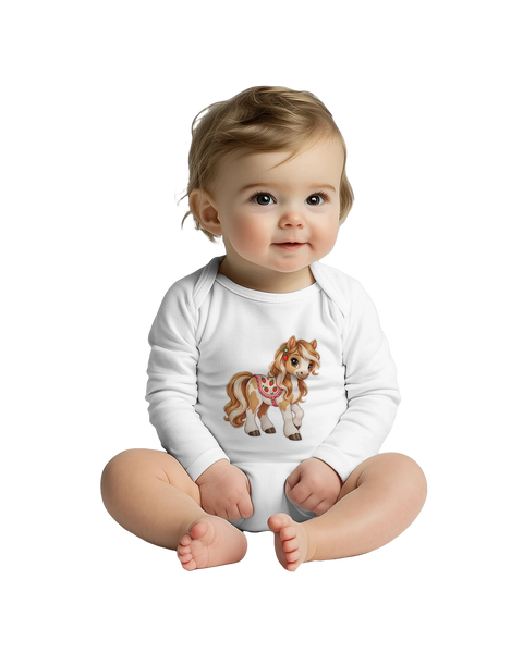 Erdbeer-Sattelchen – Baby-Strampler langarm