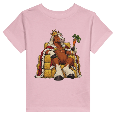 König Pferd auf dem Heuthron – Kleinkind-T-Shirt