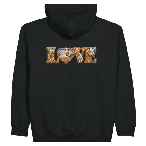 Love – Haflinger mit Edelweiß – Zip-Hoodie mit Rückendruck