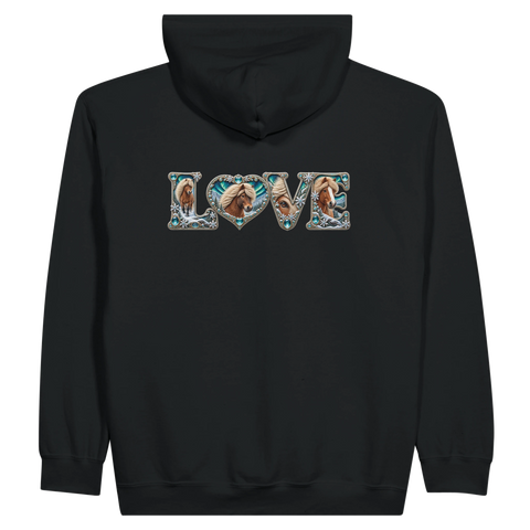 Love – Islandpferd im Nordlicht – Zip-Hoodie mit Rückendruck
