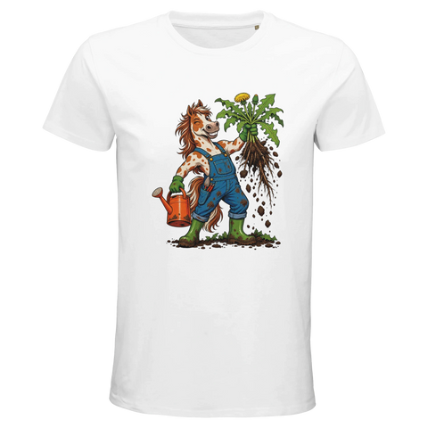Gärtner-Pferd mit Löwenzahn – Bio-T-Shirt Herren
