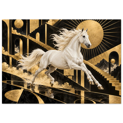 Schimmel im Art-déco-Gold – Kunstdruck A0