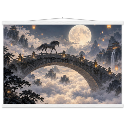 Rappe auf der Wolkenbrücke – Poster mit Leisten 50×70 cm