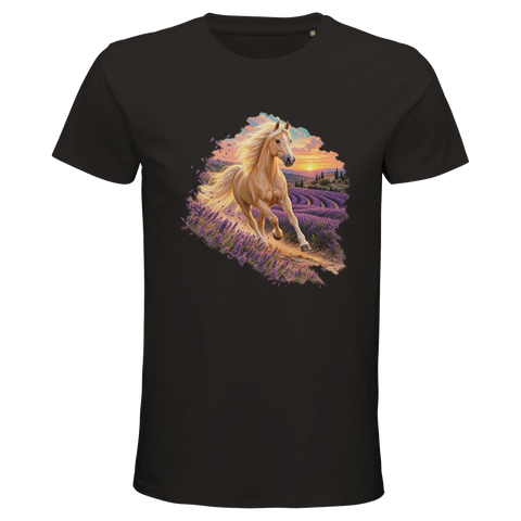 Palomino im Lavendelabend – Bio-T-Shirt Herren
