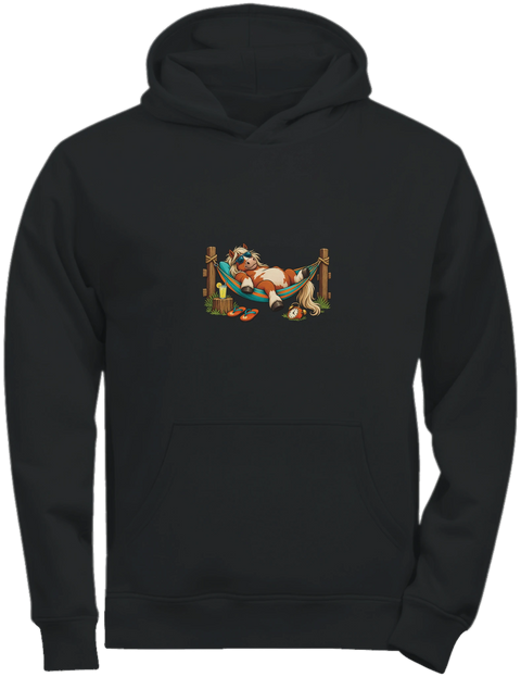 Urlaubs-Pony in der Hängematte – Kinder-Hoodie Tee Jays
