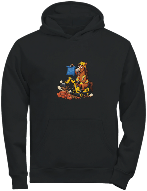 Bauarbeiter-Pferd auf dem Bagger – Kinder-Hoodie Tee Jays