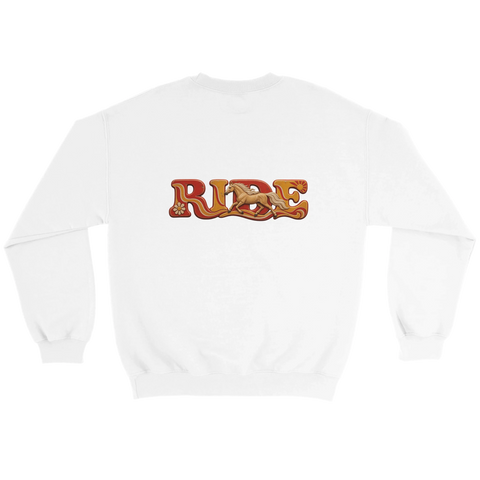Ride – Palomino im Retro-Rot – Pullover mit Rückendruck