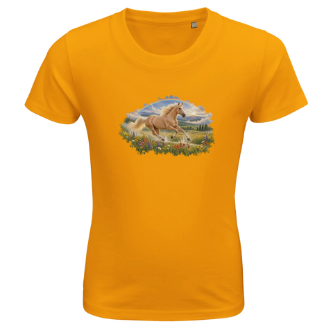 Palomino unterm Regenbogen – Kinder-T-Shirt Bio