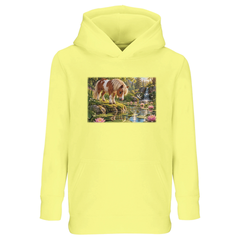 Pony am Seerosenteich mit Libellen – Kinder-Hoodie