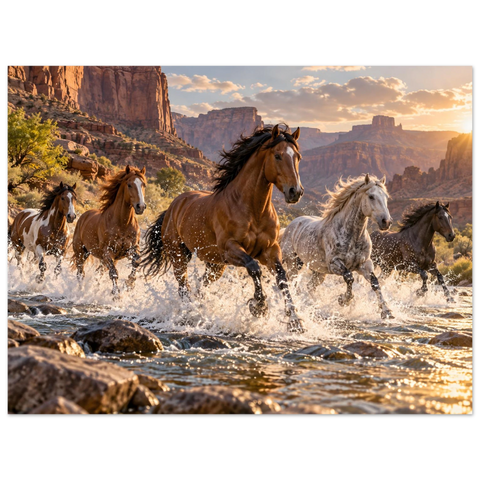 Herde durch den Canyonbach – Forex-Bild 60×80 cm