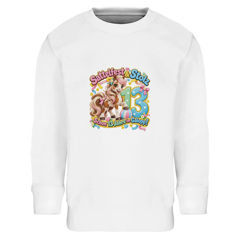 Sattelfest und Stolz (13 Jahre) – Kinder-Pullover