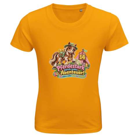 Pferdestark durch jedes Abenteuer! (14 Jahre) – Kinder-T-Shirt Bio