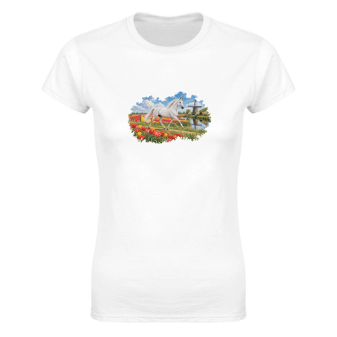 Schimmel im Tulpenfeld – Damen-T-Shirt