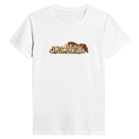 Ride – Stute und Fohlen im Blumenmeer – Performance-Shirt Damen