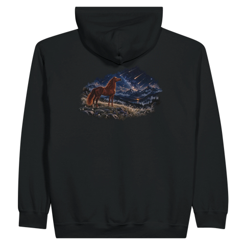 Fuchs unter Sternschnuppen – Zip-Hoodie mit Rückendruck
