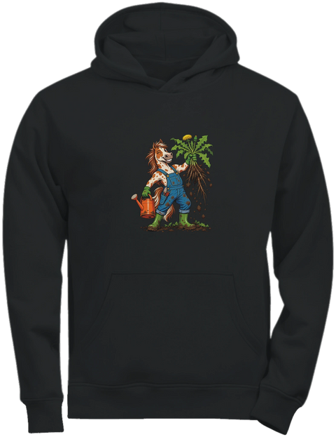 Gärtner-Pferd mit Löwenzahn – Kinder-Hoodie Tee Jays