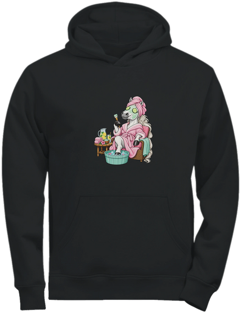 Wellness-Pferd mit Gurkenmaske – Kinder-Hoodie Tee Jays