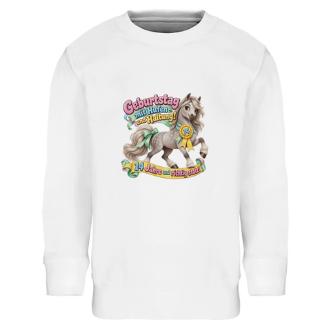 Geburtstag mit Hufen und Haltung! (14 Jahre) – Kinder-Pullover