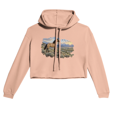 Buckskin über dem Salbeital – Cropped Hoodie