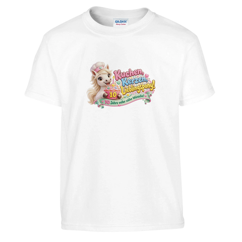 Kuchen, Kerzen, Lieblingspony! (10 Jahre) – Kinder-T-Shirt