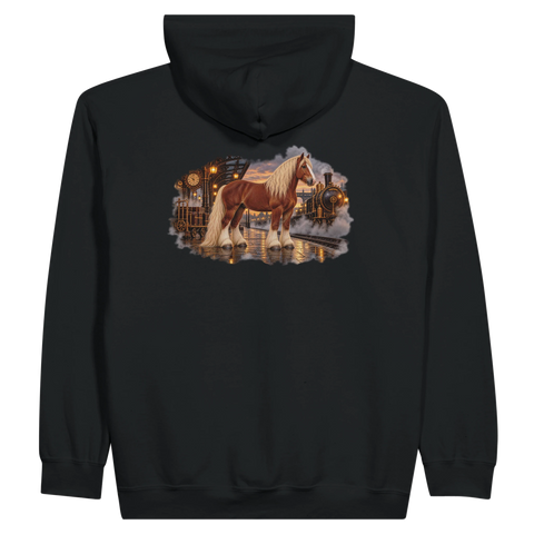 Kaltblut am Dampfbahnhof – Zip-Hoodie mit Rückendruck