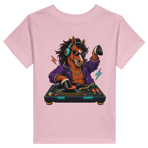 DJ-Pferd am Plattenspieler – Kleinkind-T-Shirt