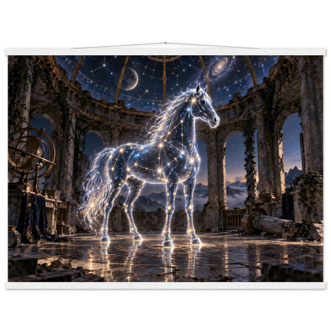 Sternbildpferd im Tempel – Poster mit Leisten 75×100 cm