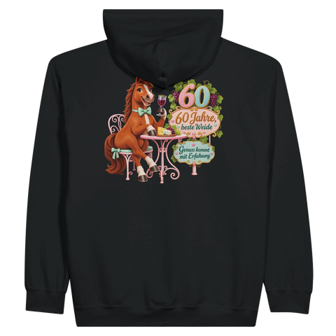 60 Jahre, beste Weide – Zip-Hoodie mit Rückendruck