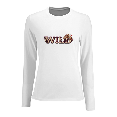 Wild – Stute und Fohlen in Bordeaux – Damen-Langarmshirt