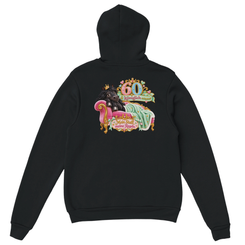 60 und königlich entspannt – Hoodie mit Rückendruck