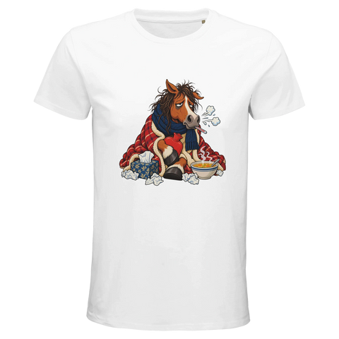 Erkältetes Pferd mit Suppe – Bio-T-Shirt Herren