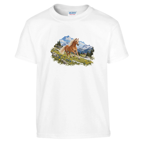 Haflinger auf der Frühlingsalm – Kinder-T-Shirt